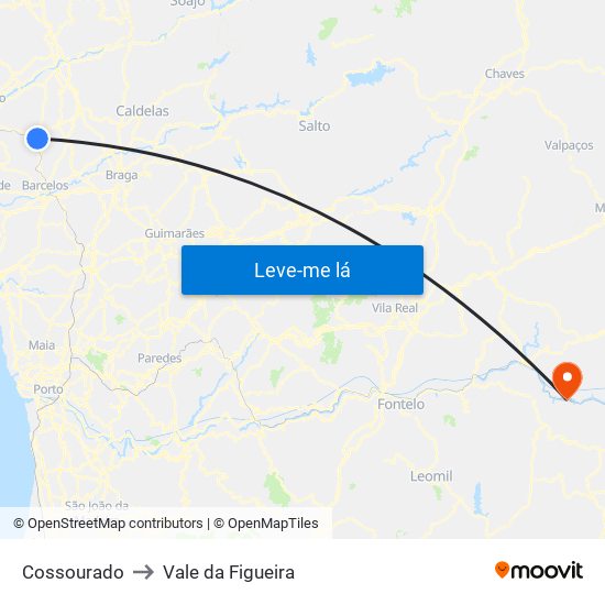 Cossourado to Vale da Figueira map