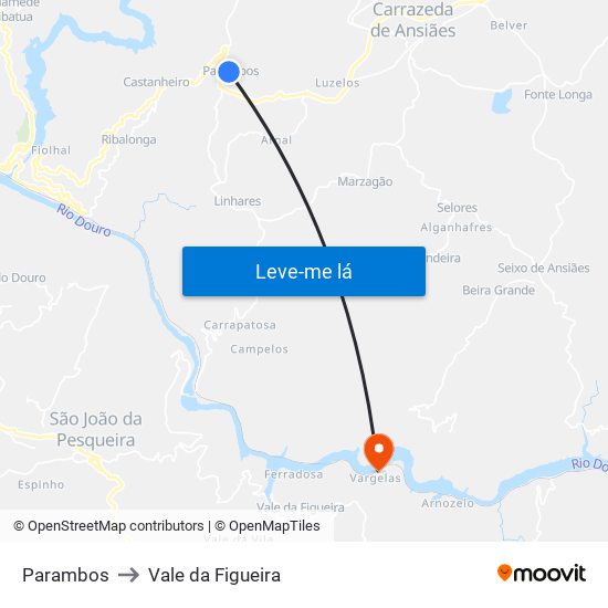 Parambos to Vale da Figueira map