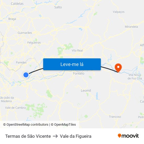 Termas de São Vicente to Vale da Figueira map