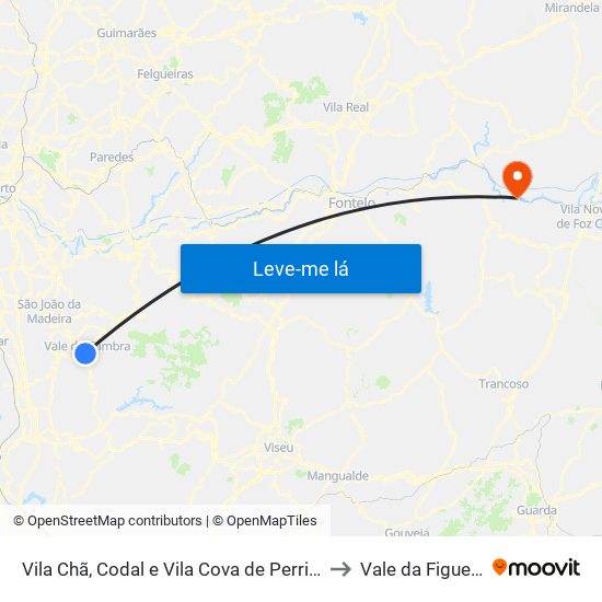 Vila Chã, Codal e Vila Cova de Perrinho to Vale da Figueira map