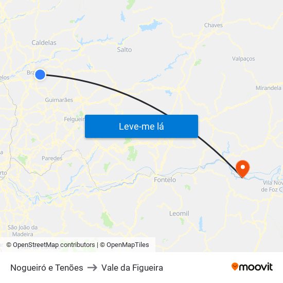 Nogueiró e Tenões to Vale da Figueira map