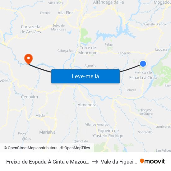 Freixo de Espada À Cinta e Mazouco to Vale da Figueira map