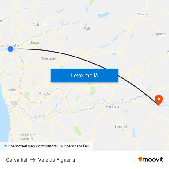 Carvalhal to Vale da Figueira map