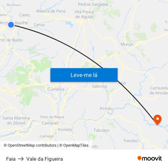 Faia to Vale da Figueira map