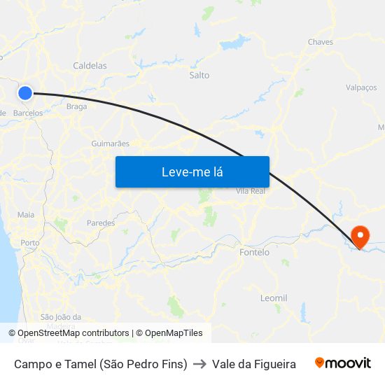 Campo e Tamel (São Pedro Fins) to Vale da Figueira map
