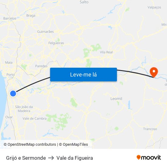 Grijó e Sermonde to Vale da Figueira map