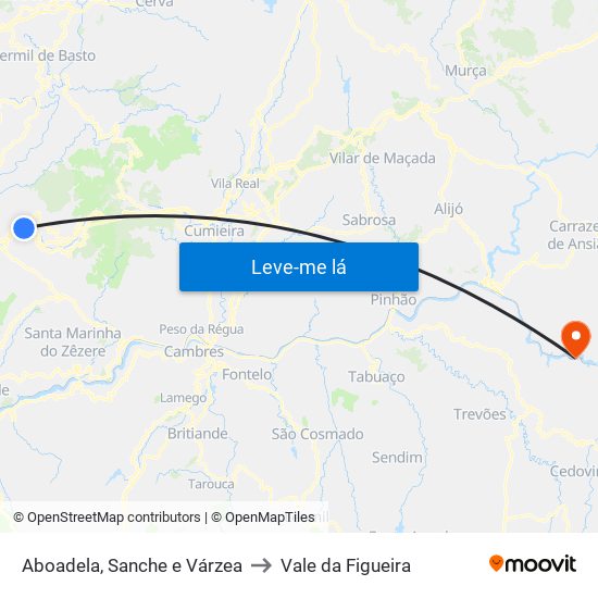 Aboadela, Sanche e Várzea to Vale da Figueira map