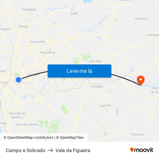 Campo e Sobrado to Vale da Figueira map