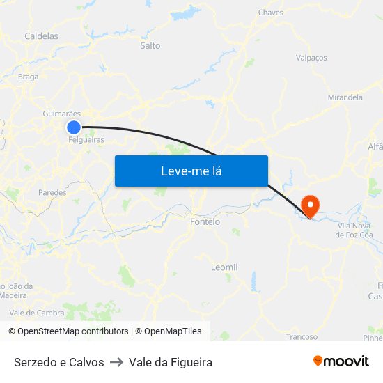 Serzedo e Calvos to Vale da Figueira map