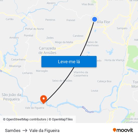 Samões to Vale da Figueira map