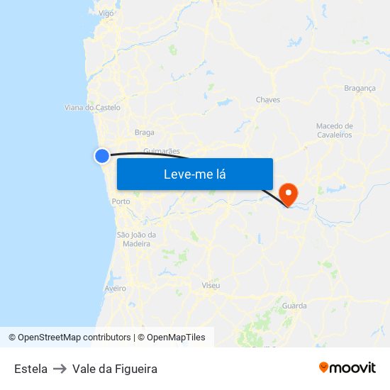 Estela to Vale da Figueira map