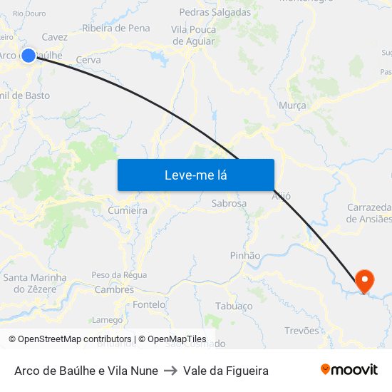 Arco de Baúlhe e Vila Nune to Vale da Figueira map