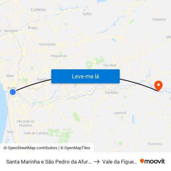 Santa Marinha e São Pedro da Afurada to Vale da Figueira map