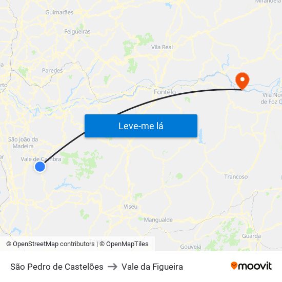 São Pedro de Castelões to Vale da Figueira map