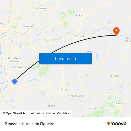 Branca to Vale da Figueira map