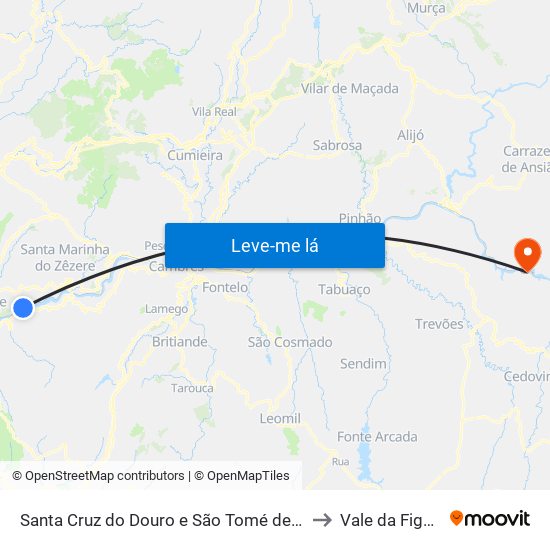 Santa Cruz do Douro e São Tomé de Covelas to Vale da Figueira map