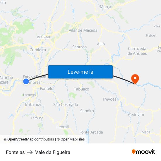 Fontelas to Vale da Figueira map
