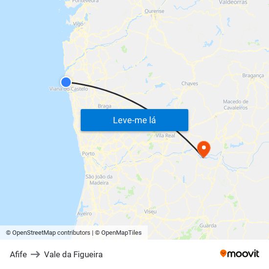 Afife to Vale da Figueira map