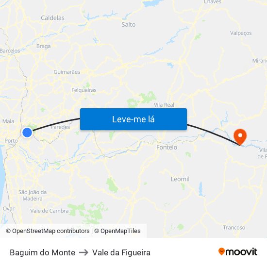 Baguim do Monte to Vale da Figueira map