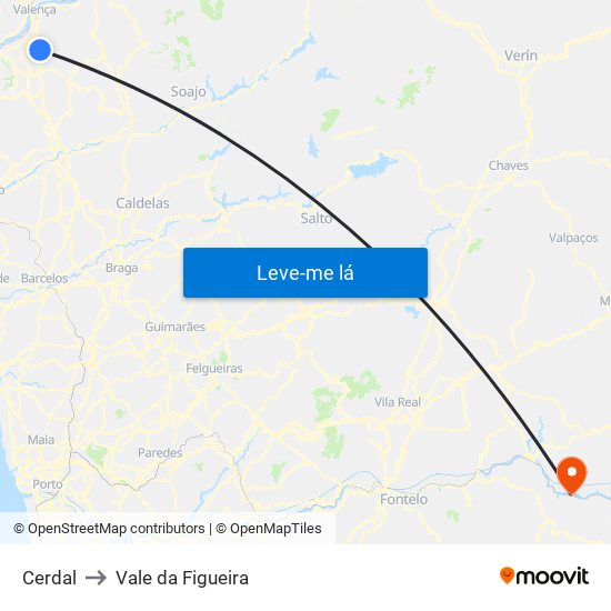 Cerdal to Vale da Figueira map