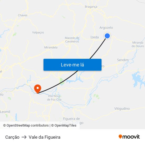 Carção to Vale da Figueira map
