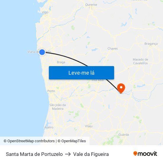 Santa Marta de Portuzelo to Vale da Figueira map