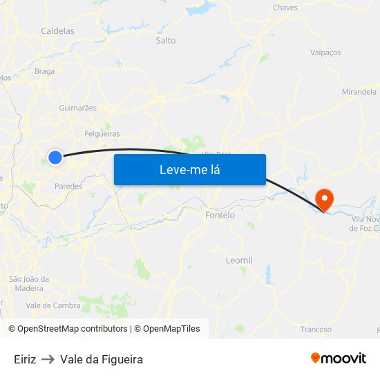 Eiriz to Vale da Figueira map