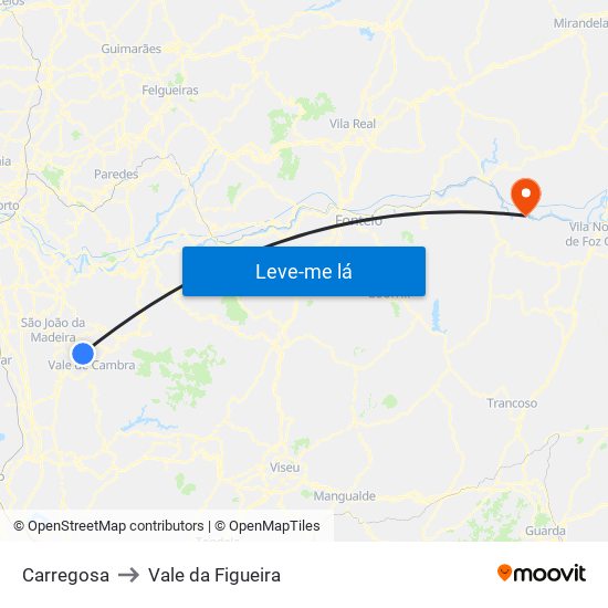 Carregosa to Vale da Figueira map