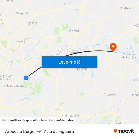 Arouca e Burgo to Vale da Figueira map