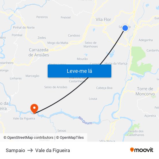 Sampaio to Vale da Figueira map