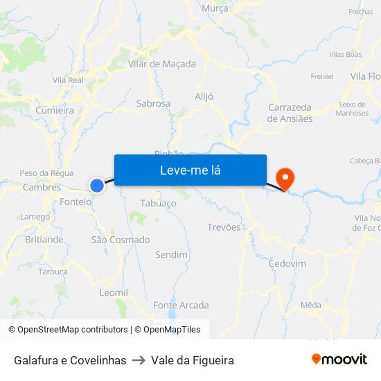 Galafura e Covelinhas to Vale da Figueira map