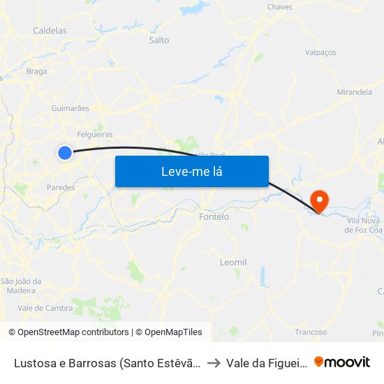 Lustosa e Barrosas (Santo Estêvão) to Vale da Figueira map