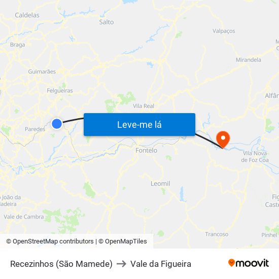 Recezinhos (São Mamede) to Vale da Figueira map