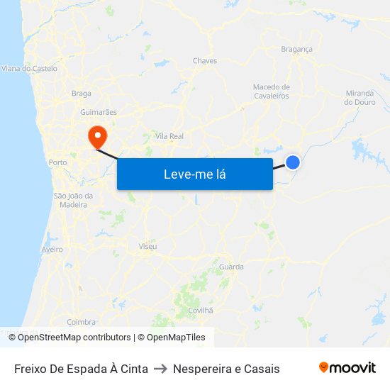 Freixo De Espada À Cinta to Nespereira e Casais map