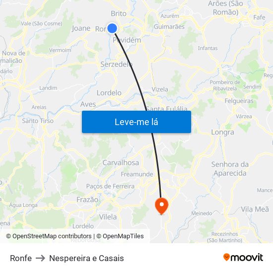 Ronfe to Nespereira e Casais map