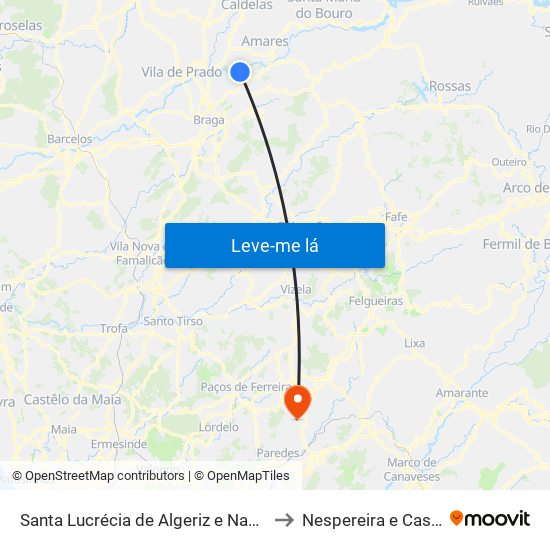 Santa Lucrécia de Algeriz e Navarra to Nespereira e Casais map