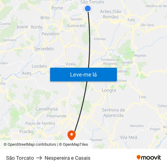 São Torcato to Nespereira e Casais map
