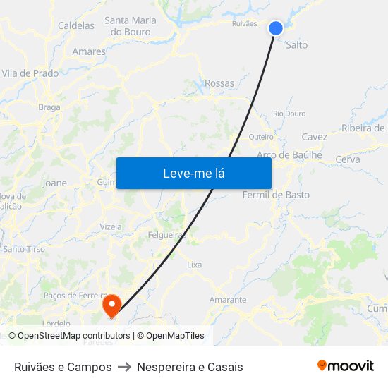 Ruivães e Campos to Nespereira e Casais map