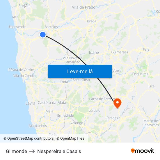 Gilmonde to Nespereira e Casais map