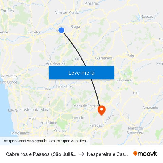 Cabreiros e Passos (São Julião) to Nespereira e Casais map