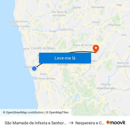 São Mamede de Infesta e Senhora da Hora to Nespereira e Casais map