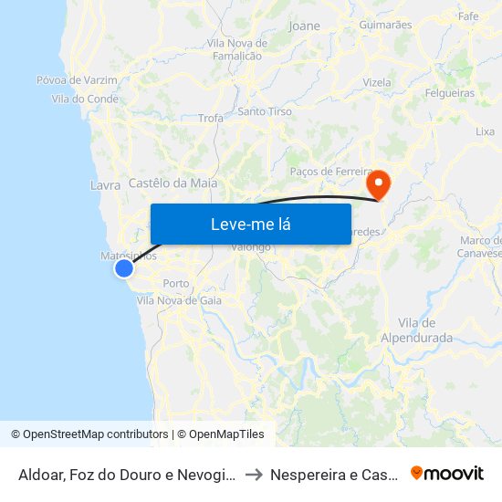 Aldoar, Foz do Douro e Nevogilde to Nespereira e Casais map