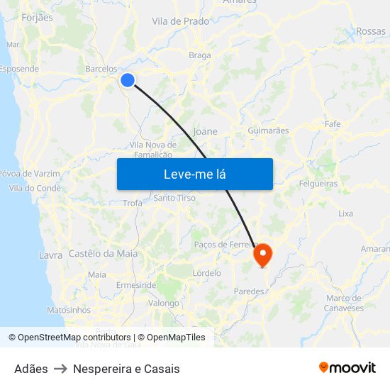 Adães to Nespereira e Casais map