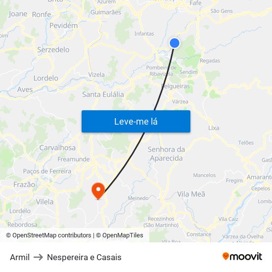 Armil to Nespereira e Casais map