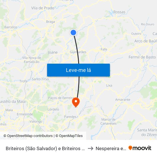 Briteiros (São Salvador) e Briteiros (Santa Leocádia) to Nespereira e Casais map