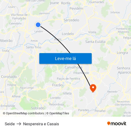 Seide to Nespereira e Casais map
