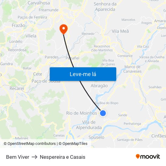 Bem Viver to Nespereira e Casais map