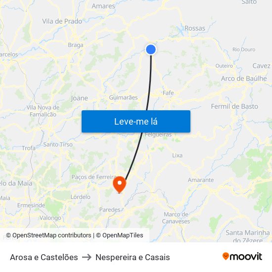 Arosa e Castelões to Nespereira e Casais map
