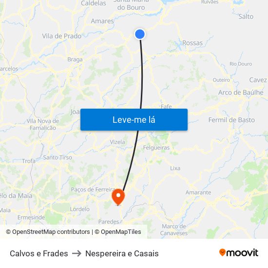 Calvos e Frades to Nespereira e Casais map