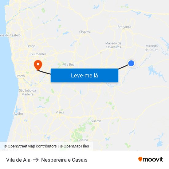 Vila de Ala to Nespereira e Casais map